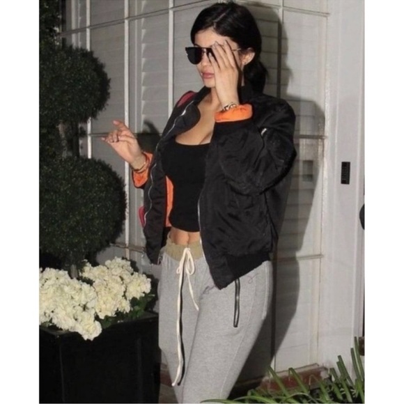Alpha Industries Black Bomber Jacket with Orange Accents - Picture 1 of 14